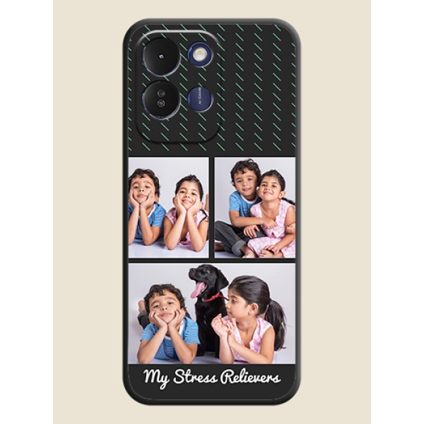 Cross Dotted Pattern with 2 Image Holder On Space Black Custom Soft Matte Mobile Back Cover - Redmi 17 5G Cross Dotted Pattern with 2 Image Holder On Space Black Custom Soft Matte Mobile Back Cover - Redmi 17 5G