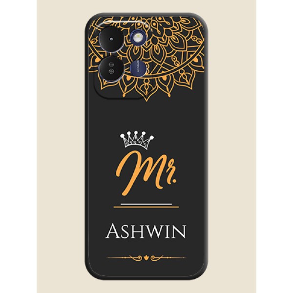 Mr Name with Floral Design On Space Black Custom Soft Matte Mobile Back Cover - Redmi 17 5G Mr Name with Floral Design On Space Black Custom Soft Matte Mobile Back Cover - Redmi 17 5G