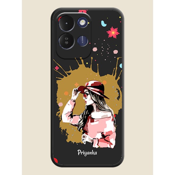 Mordern Lady With Color Splash Background With Custom Text On Space Black Custom Soft Matte Mobile Back Cover - Redmi 17 5G