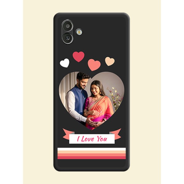 Love Shaped Photo with Colorful Stripes on Personalised Space Black Soft Matte Cases - Samsung Galaxy A04 Love Shaped Photo with Colorful Stripes on Personalised Space Black Soft Matte Cases - Samsung Galaxy A04