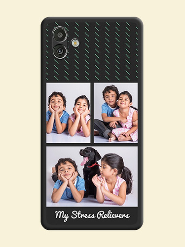 Cross Dotted Pattern with 2 Image Holder  on Personalised Space Black Soft Matte Cases - Samsung Galaxy A04