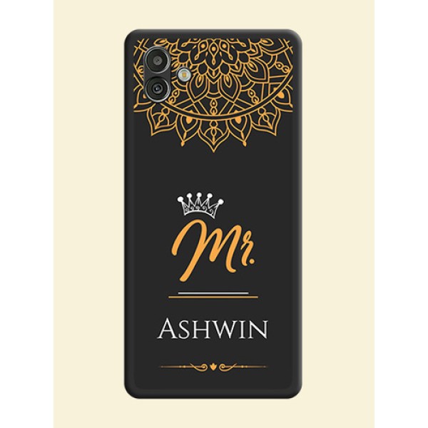 Mr Name with Floral Design on Personalised Space Black Soft Matte Cases - Samsung Galaxy A04 Mr Name with Floral Design on Personalised Space Black Soft Matte Cases - Samsung Galaxy A04