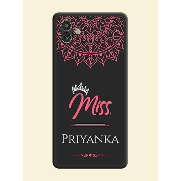 Mrs Name with Floral Design on Space Black Personalized Soft Matte Phone Covers - Samsung Galaxy A04 Mrs Name with Floral Design on Space Black Personalized Soft Matte Phone Covers - Samsung Galaxy A04