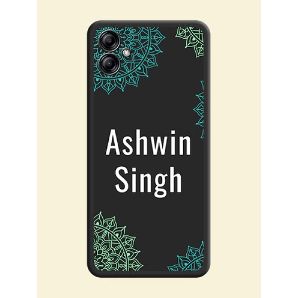 Your Name with Floral Design on Space Black Custom Soft Matte Back Cover - Samsung Galaxy A04e Your Name with Floral Design on Space Black Custom Soft Matte Back Cover - Samsung Galaxy A04e