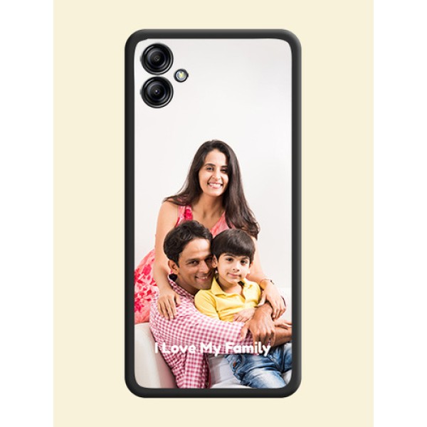 Full Single Pic Upload With Text On Space Black Personalized Soft Matte Phone Covers -Samsung Galaxy A04E Full Single Pic Upload With Text On Space Black Personalized Soft Matte Phone Covers -Samsung Galaxy A04E