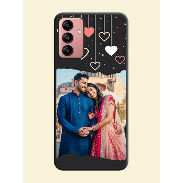 Love Hangings with Splash Wave Picture on Space Black Custom Soft Matte Phone Back Cover - Galaxy A04s Love Hangings with Splash Wave Picture on Space Black Custom Soft Matte Phone Back Cover - Galaxy A04s