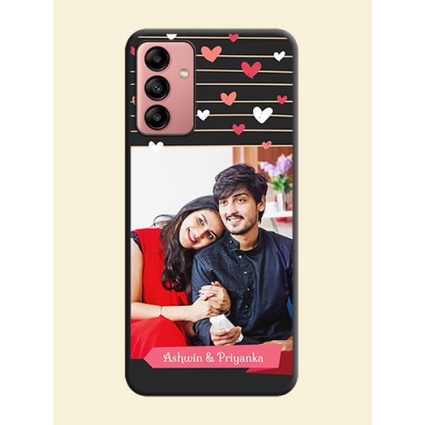 Love Pattern with Name on Pink Ribbon  on Photo on Space Black Soft Matte Back Cover - Galaxy A04s