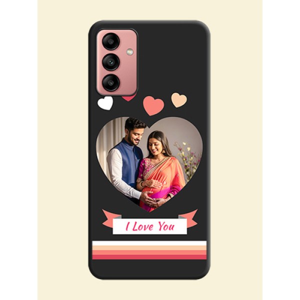 Love Shaped Photo with Colorful Stripes on Personalised Space Black Soft Matte Cases - Galaxy A04s