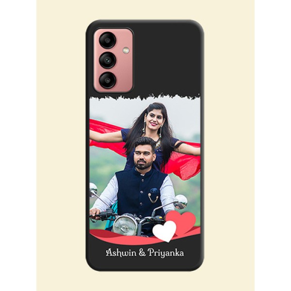 Pin Color Love Shaped Ribbon Design with Text on Space Black Custom Soft Matte Phone Back Cover - Galaxy A04s Pin Color Love Shaped Ribbon Design with Text on Space Black Custom Soft Matte Phone Back Cover - Galaxy A04s
