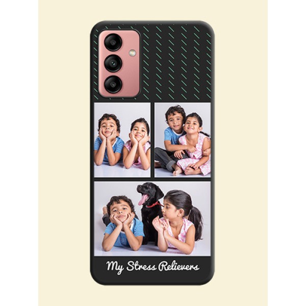 Cross Dotted Pattern with 2 Image Holder on Personalised Space Black Soft Matte Cases - Galaxy A04s Cross Dotted Pattern with 2 Image Holder on Personalised Space Black Soft Matte Cases - Galaxy A04s