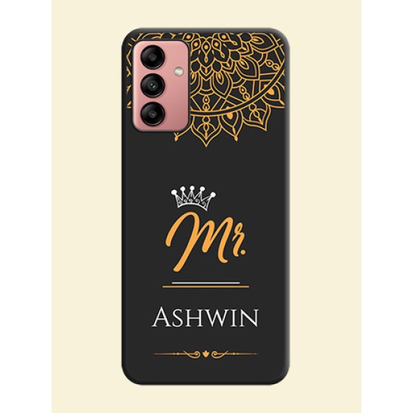 Mr Name with Floral Design on Personalised Space Black Soft Matte Cases - Galaxy A04s Mr Name with Floral Design on Personalised Space Black Soft Matte Cases - Galaxy A04s