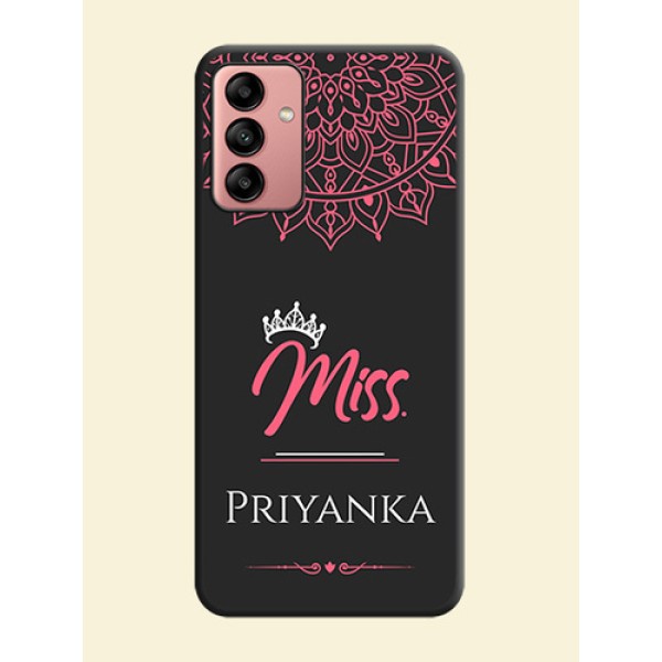 Mrs Name with Floral Design on Space Black Personalized Soft Matte Phone Covers - Galaxy A04s Mrs Name with Floral Design on Space Black Personalized Soft Matte Phone Covers - Galaxy A04s