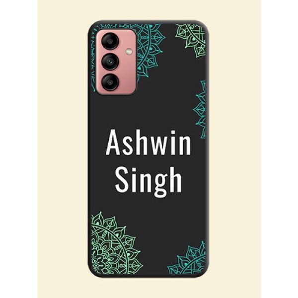Your Name with Floral Design on Space Black Custom Soft Matte Back Cover - Galaxy A04s