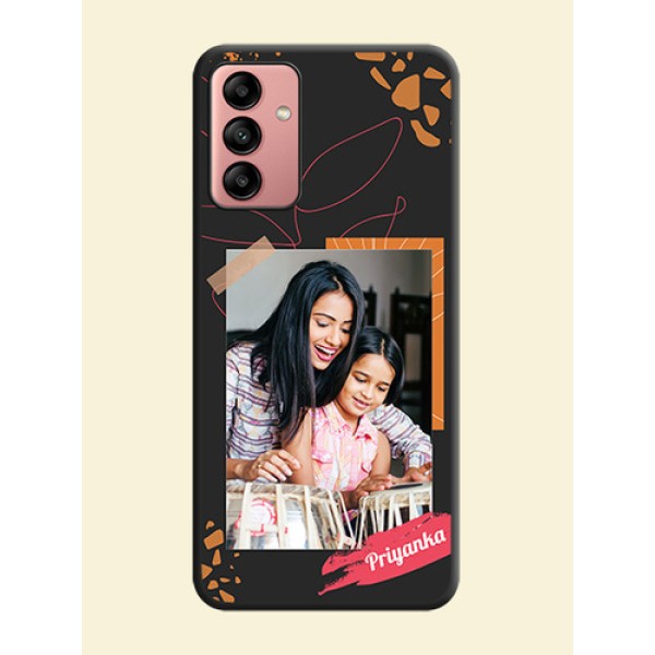 Orange Photo Frame on Space Black Custom Soft Matte Phone Back Cover - Galaxy A04s Orange Photo Frame on Space Black Custom Soft Matte Phone Back Cover - Galaxy A04s