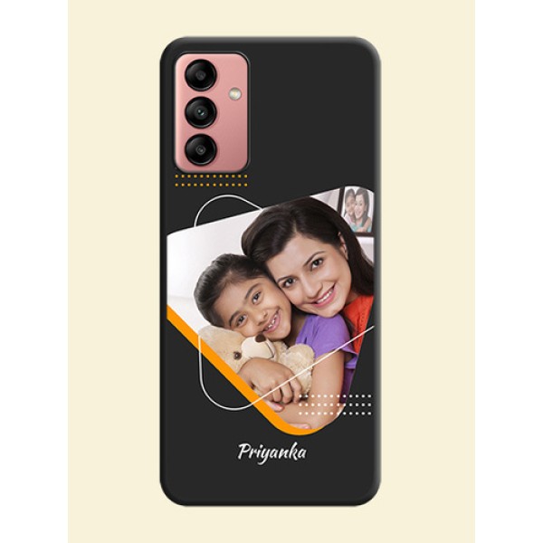 Yellow Triangle on Photo on Space Black Soft Matte Phone Cover - Galaxy A04s Yellow Triangle on Photo on Space Black Soft Matte Phone Cover - Galaxy A04s