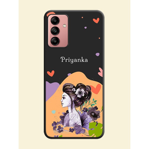 Namecase For Her With Fancy Lady Image On Space Black Personalized Soft Matte Phone Covers -Samsung Galaxy A04S