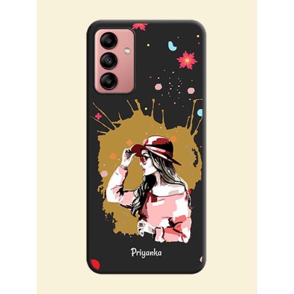 Mordern Lady With Color Splash Background With Custom Text On Space Black Personalized Soft Matte Phone Covers -Samsung Galaxy A04S