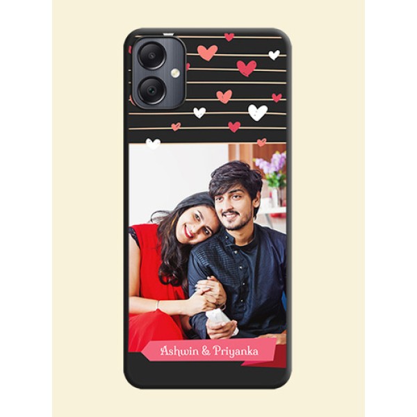 Love Pattern with Name on Pink Ribbon  on Photo On Space Black Custom Soft Matte Mobile Back Cover - Galaxy A05