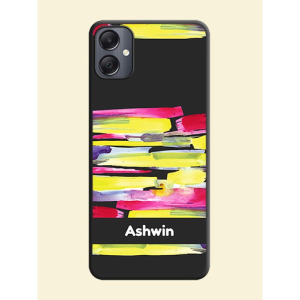 Brush Coloured On Space Black Custom Soft Matte Mobile Back Cover - Galaxy A05 Brush Coloured On Space Black Custom Soft Matte Mobile Back Cover - Galaxy A05