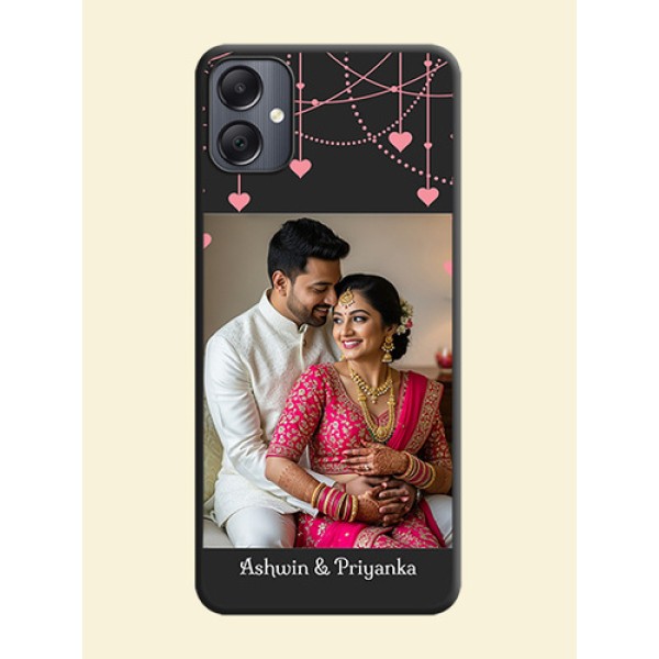 Pink Love Hangings with Text On Space Black Custom Soft Matte Mobile Back Cover - Galaxy A05 Pink Love Hangings with Text On Space Black Custom Soft Matte Mobile Back Cover - Galaxy A05
