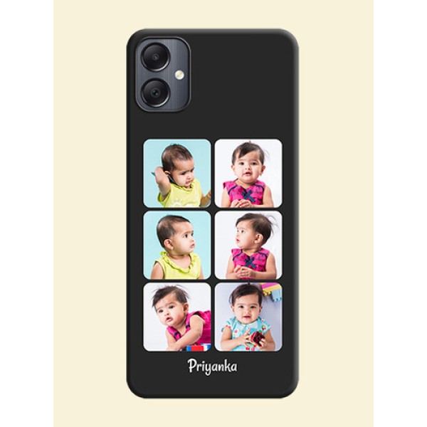 Floral Art with 6 Image Holder on Photo On Space Black Custom Soft Matte Mobile Back Cover - Galaxy A05 Floral Art with 6 Image Holder on Photo On Space Black Custom Soft Matte Mobile Back Cover - Galaxy A05