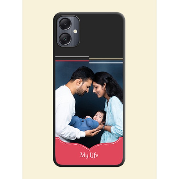 Classic Plain Design with Name On Space Black Custom Soft Matte Mobile Back Cover - Galaxy A05 Classic Plain Design with Name On Space Black Custom Soft Matte Mobile Back Cover - Galaxy A05