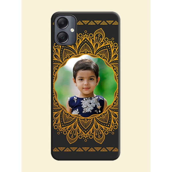 Round Image with Floral Design On Space Black Custom Soft Matte Mobile Back Cover - Galaxy A05 Round Image with Floral Design On Space Black Custom Soft Matte Mobile Back Cover - Galaxy A05
