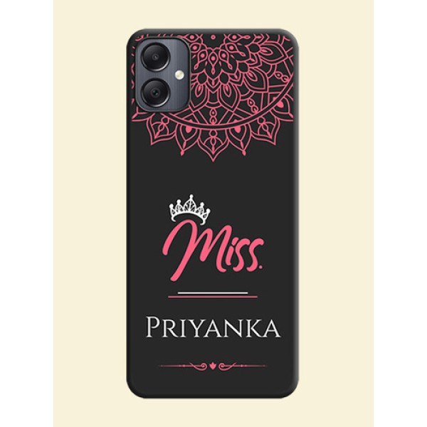 Mrs Name with Floral Design On Space Black Custom Soft Matte Mobile Back Cover - Galaxy A05 Mrs Name with Floral Design On Space Black Custom Soft Matte Mobile Back Cover - Galaxy A05