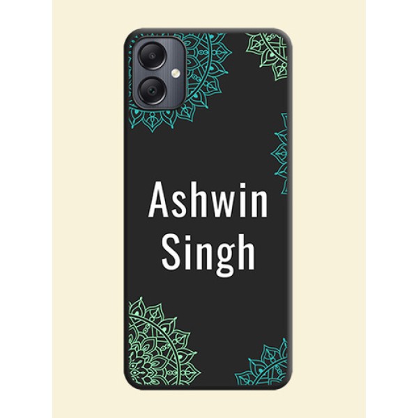 Your Name with Floral Design On Space Black Custom Soft Matte Mobile Back Cover - Galaxy A05 Your Name with Floral Design On Space Black Custom Soft Matte Mobile Back Cover - Galaxy A05