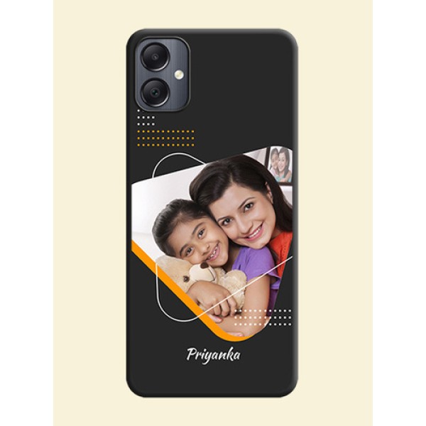 Yellow Triangle on Photo On Space Black Custom Soft Matte Mobile Back Cover - Galaxy A05 Yellow Triangle on Photo On Space Black Custom Soft Matte Mobile Back Cover - Galaxy A05