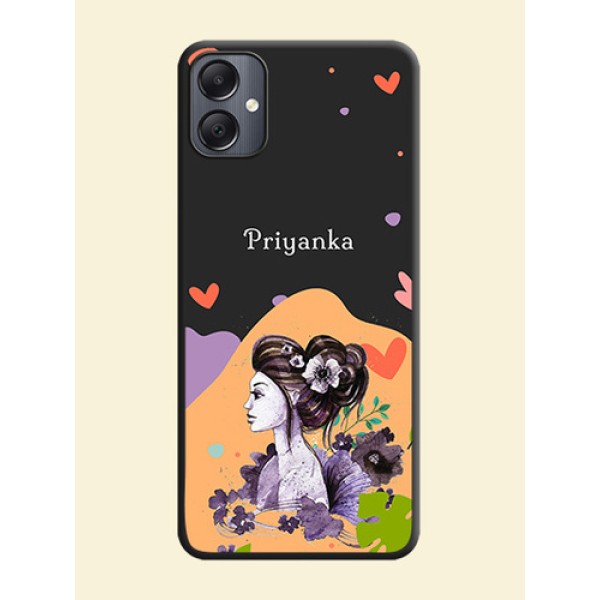 Namecase For Her With Fancy Lady Image On Space Black Custom Soft Matte Mobile Back Cover - Galaxy A05