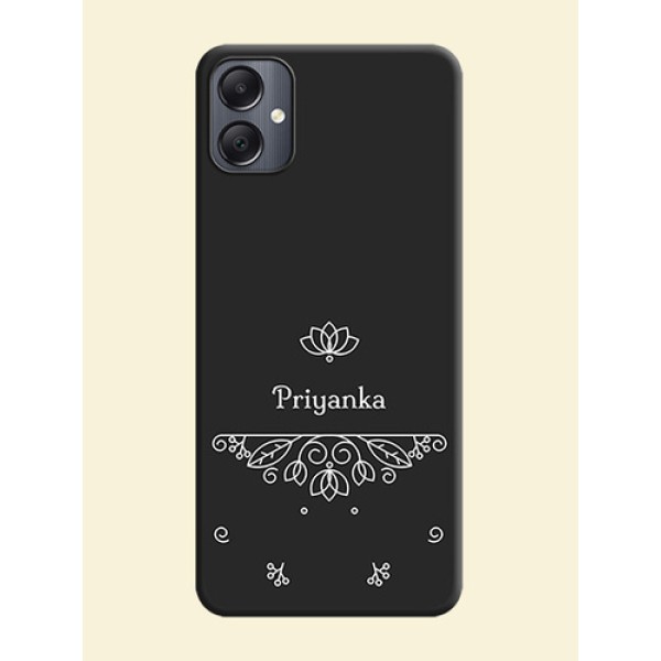 Lotus Garden Custom Text On Space Black Custom Soft Matte Mobile Back Cover - Galaxy A05 Lotus Garden Custom Text On Space Black Custom Soft Matte Mobile Back Cover - Galaxy A05