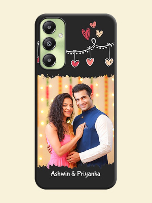 Pink Love Hangings with Name On Space Black Custom Soft Matte Mobile Back Cover - Galaxy A05s