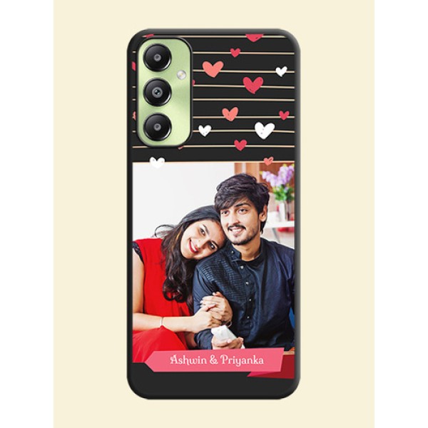 Love Pattern with Name on Pink Ribbon  on Photo On Space Black Custom Soft Matte Mobile Back Cover - Galaxy A05s