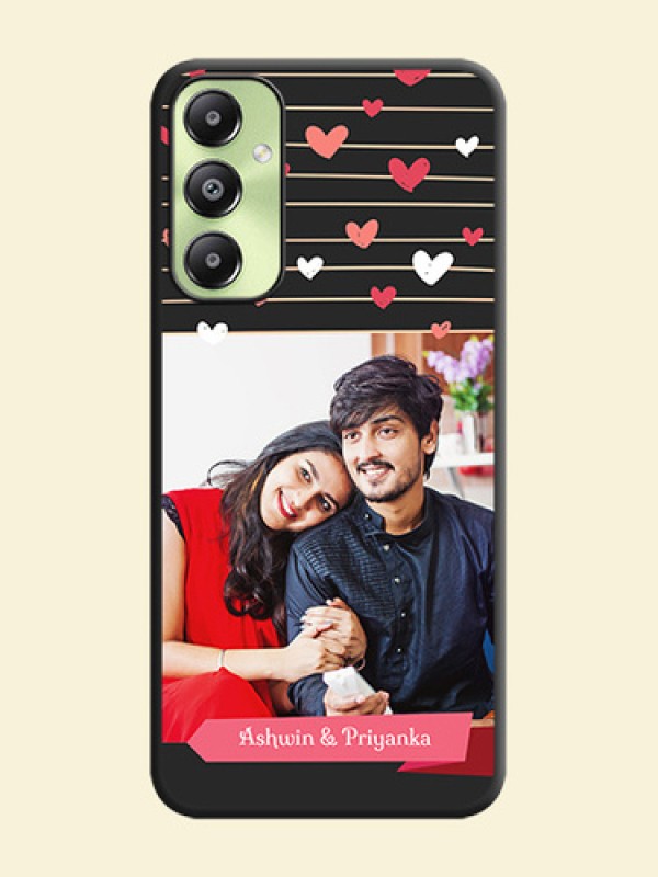 Love Pattern with Name on Pink Ribbon  on Photo On Space Black Custom Soft Matte Mobile Back Cover - Galaxy A05s