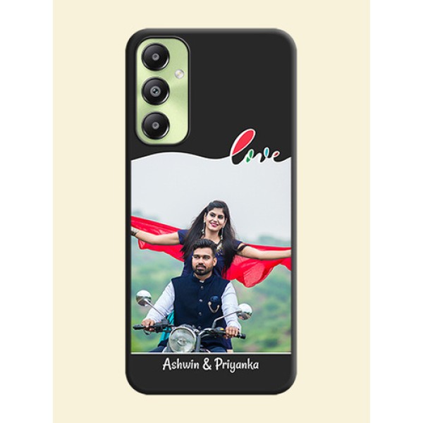 Fall in Love Pattern with Picture on Photo On Space Black Custom Soft Matte Mobile Back Cover - Galaxy A05s Fall in Love Pattern with Picture on Photo On Space Black Custom Soft Matte Mobile Back Cover - Galaxy A05s