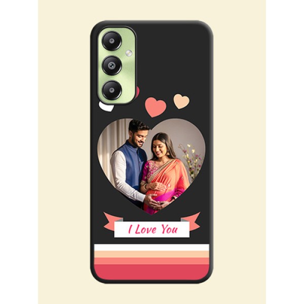 Love Shaped Photo with Colorful Stripes On Space Black Custom Soft Matte Mobile Back Cover - Galaxy A05s Love Shaped Photo with Colorful Stripes On Space Black Custom Soft Matte Mobile Back Cover - Galaxy A05s
