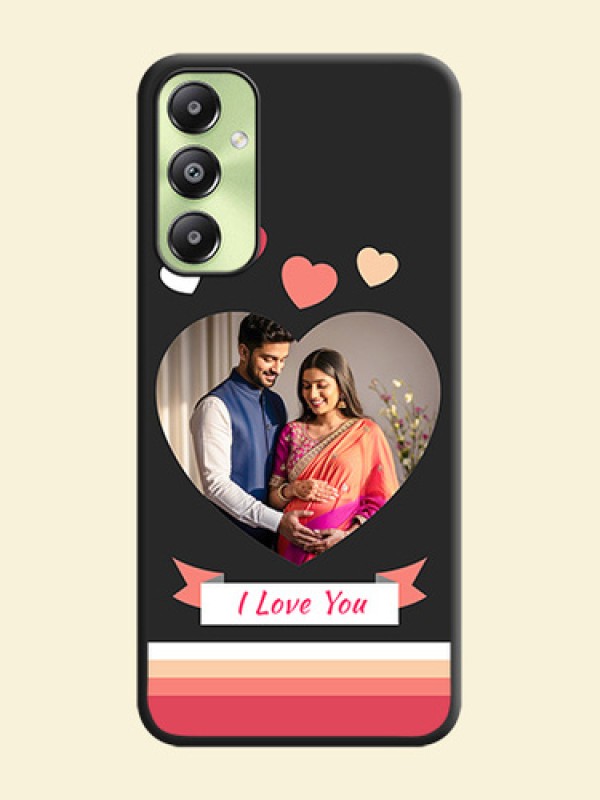 Love Shaped Photo with Colorful Stripes On Space Black Custom Soft Matte Mobile Back Cover - Galaxy A05s