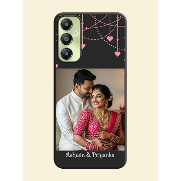 Pink Love Hangings with Text On Space Black Custom Soft Matte Mobile Back Cover - Galaxy A05s Pink Love Hangings with Text On Space Black Custom Soft Matte Mobile Back Cover - Galaxy A05s