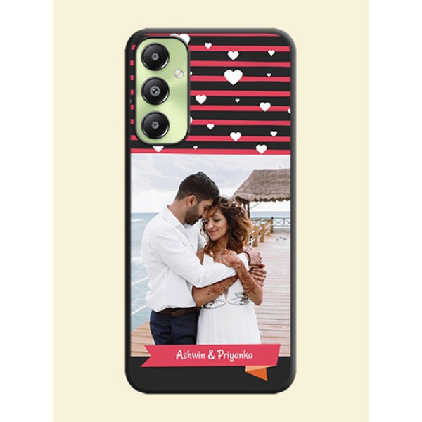 White Color Love Symbols with Pink Lines Pattern On Space Black Custom Soft Matte Mobile Back Cover - Galaxy A05s White Color Love Symbols with Pink Lines Pattern On Space Black Custom Soft Matte Mobile Back Cover - Galaxy A05s