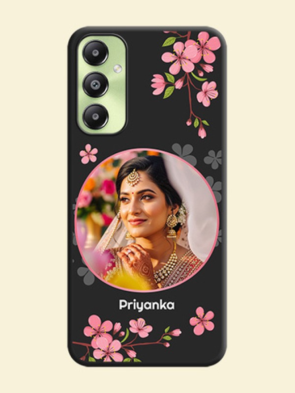 Round Image with Pink Color Floral Design on Photo On Space Black Custom Soft Matte Mobile Back Cover - Galaxy A05s