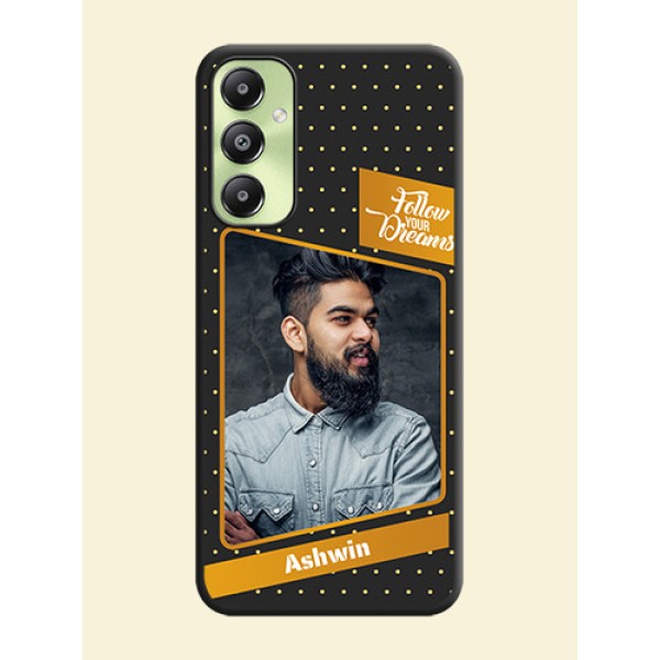 Follow Your Dreams with White Dots On Space Black Custom Soft Matte Mobile Back Cover - Galaxy A05s Follow Your Dreams with White Dots On Space Black Custom Soft Matte Mobile Back Cover - Galaxy A05s