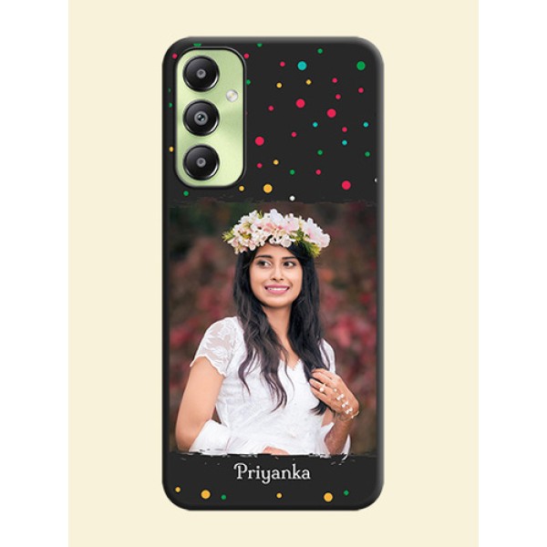 Multicolor Dotted Pattern with Text On Space Black Custom Soft Matte Mobile Back Cover - Galaxy A05s Multicolor Dotted Pattern with Text On Space Black Custom Soft Matte Mobile Back Cover - Galaxy A05s
