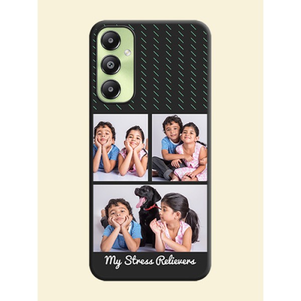Cross Dotted Pattern with 2 Image Holder On Space Black Custom Soft Matte Mobile Back Cover - Galaxy A05s Cross Dotted Pattern with 2 Image Holder On Space Black Custom Soft Matte Mobile Back Cover - Galaxy A05s