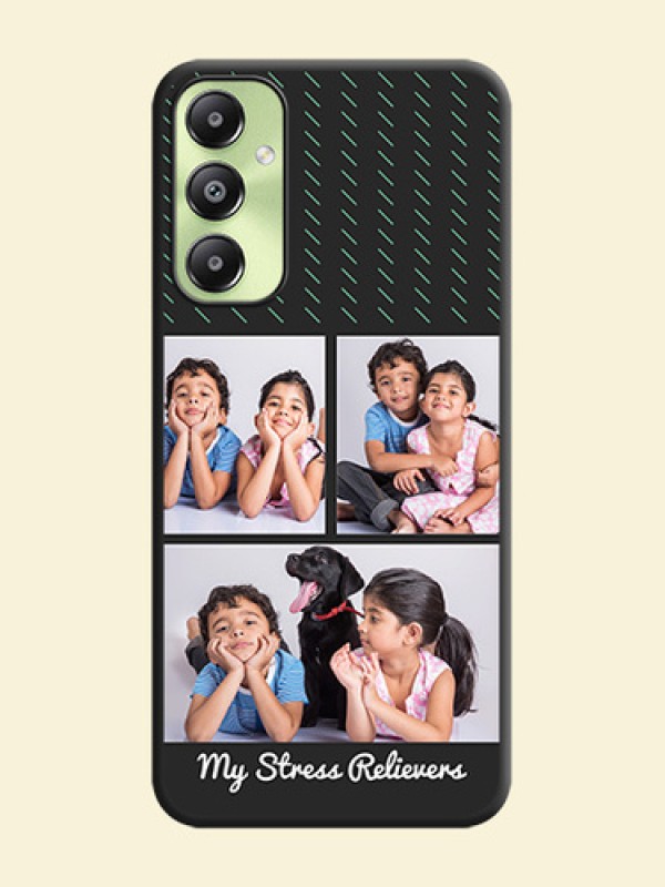 Cross Dotted Pattern with 2 Image Holder On Space Black Custom Soft Matte Mobile Back Cover - Galaxy A05s