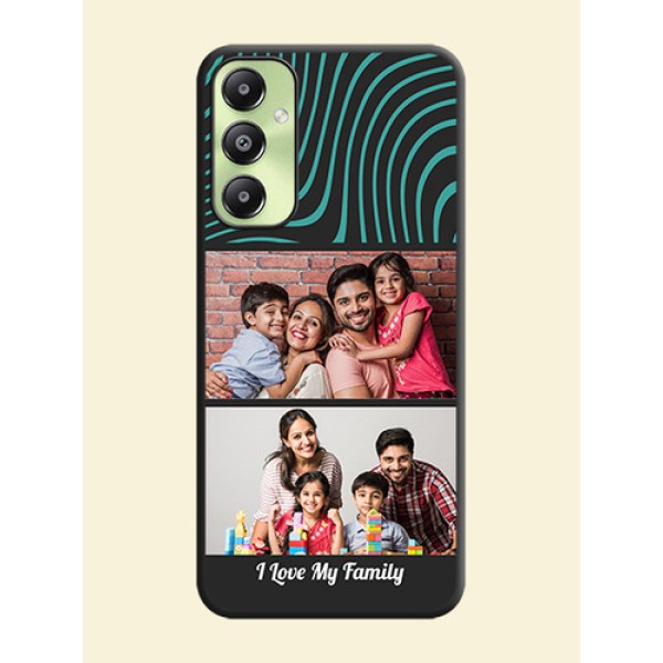 Wave Pattern with 2 Image Holder On Space Black Custom Soft Matte Mobile Back Cover - Galaxy A05s Wave Pattern with 2 Image Holder On Space Black Custom Soft Matte Mobile Back Cover - Galaxy A05s