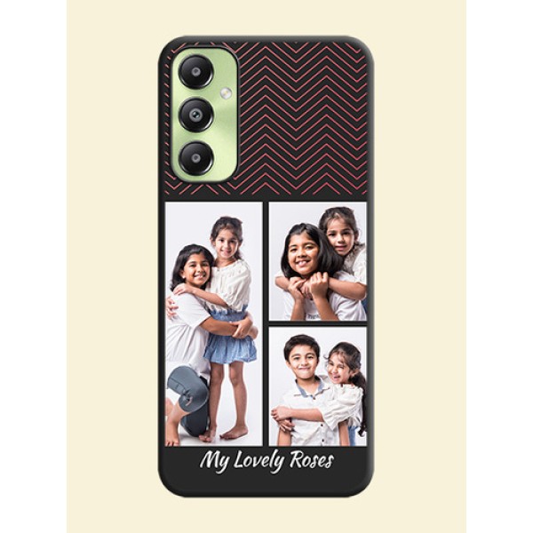Wave Pattern with 3 Image Holder On Space Black Custom Soft Matte Mobile Back Cover - Galaxy A05s Wave Pattern with 3 Image Holder On Space Black Custom Soft Matte Mobile Back Cover - Galaxy A05s