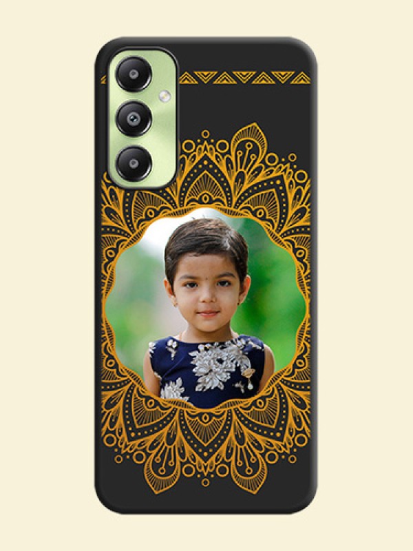 Round Image with Floral Design On Space Black Custom Soft Matte Mobile Back Cover - Galaxy A05s