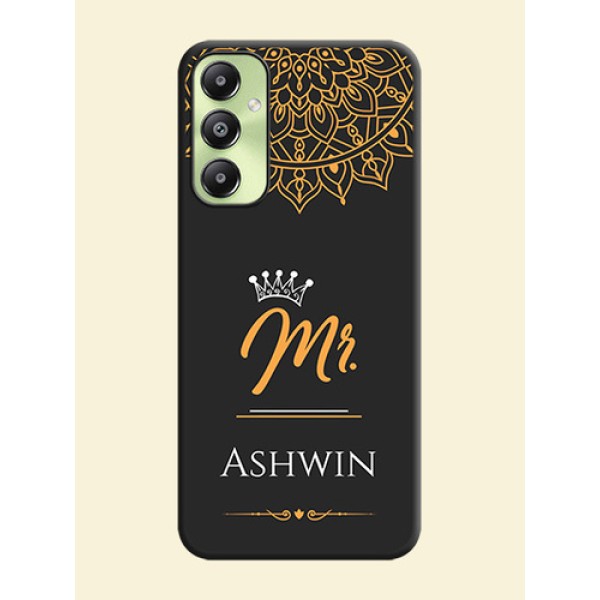 Mr Name with Floral Design On Space Black Custom Soft Matte Mobile Back Cover - Galaxy A05s