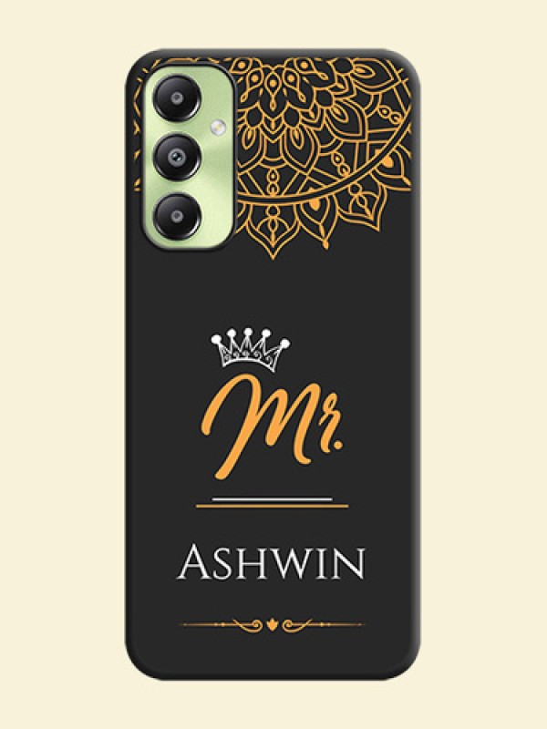 Mr Name with Floral Design On Space Black Custom Soft Matte Mobile Back Cover - Galaxy A05s